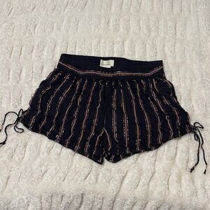 Anthropologie Navy and Pink Striped Shorts